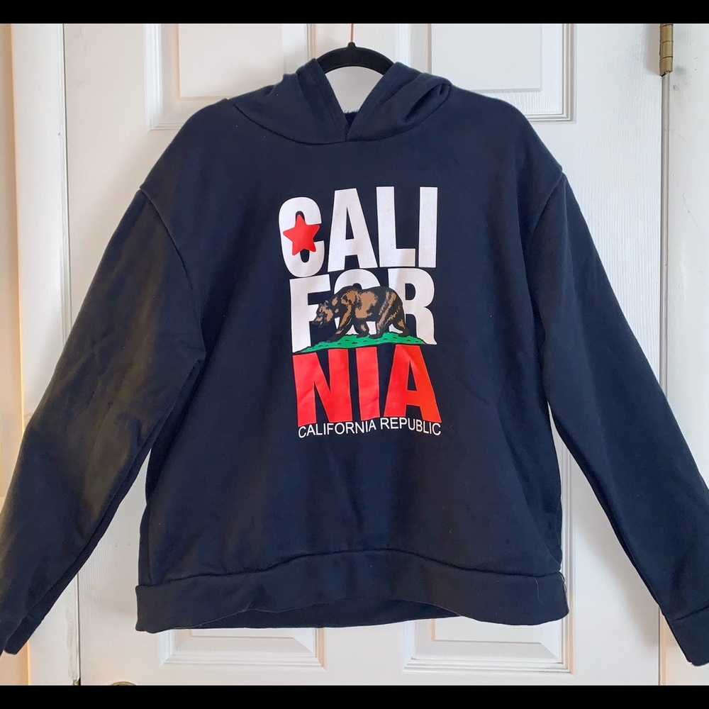 California Republic Bear Navy Hoodie Size Large